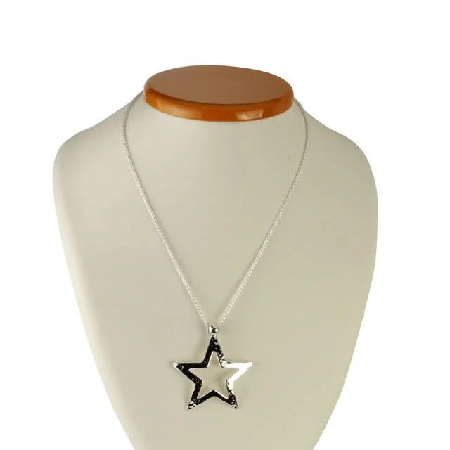 Hammered Finish Sterling Silver Star Pendant